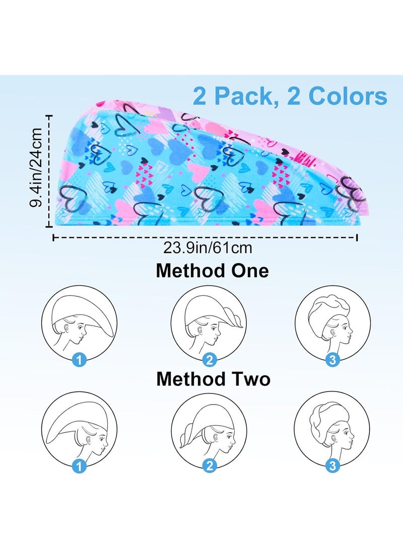 ChicAbode يونيكورن قلعة ميكروفايبر الشعر منشفة لف للأطفال 2 حزمة الشعر لف المناشف الشعر توربان منشفة امتصاص منشفة تجفيف الشعر لف مع زر للنساء الشعر الطويل المجعد - Image 2